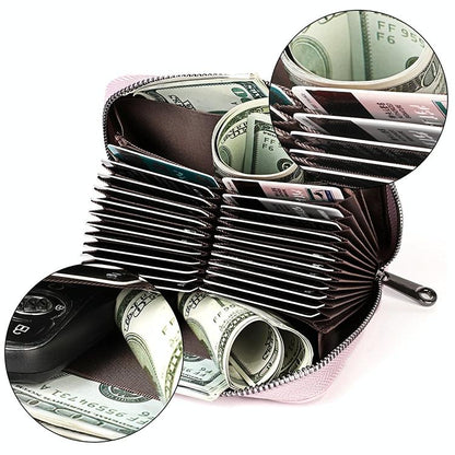 Leather Rfid Wallet - Sleek and Secure - Pink