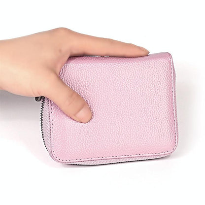 Leather Rfid Wallet - Sleek and Secure - Pink