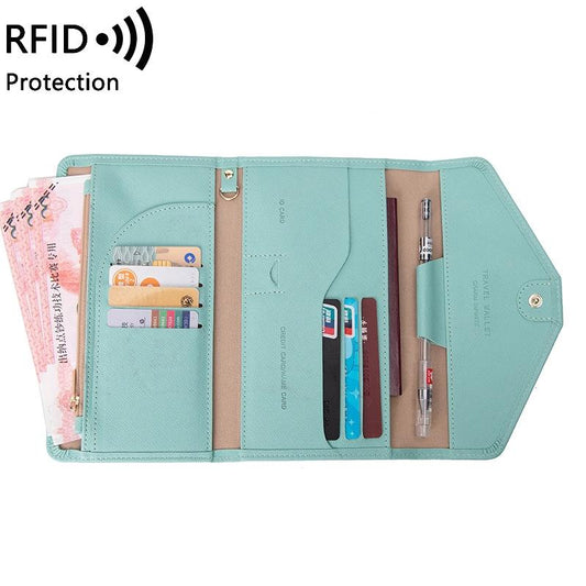 Rfid-blocking Passport & Card Bag - Secure & Compact - Light Green