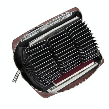 Leather Rfid Passport & Card Holder - Compact - Green