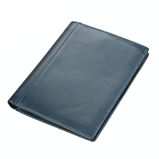 Leather Rfid Passport Wallet - Multi-function - Blue