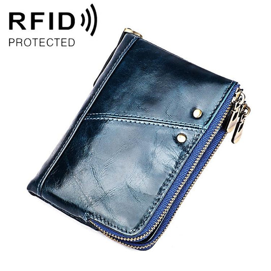 Men Leather Rfid Wallet - Antimagnetic - Blue