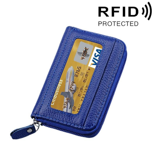 12-slot Leather Rfid Blocking Card Holder Wallet - Blue