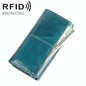 Versatile Retro Leather Rfid Lady Wallet - Blue