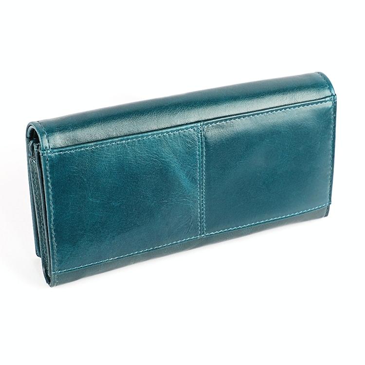 Versatile Retro Leather Rfid Lady Wallet - Blue