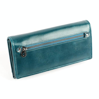 Versatile Retro Leather Rfid Lady Wallet - Blue