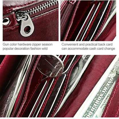 Versatile Retro Leather Rfid Lady Wallet - Blue