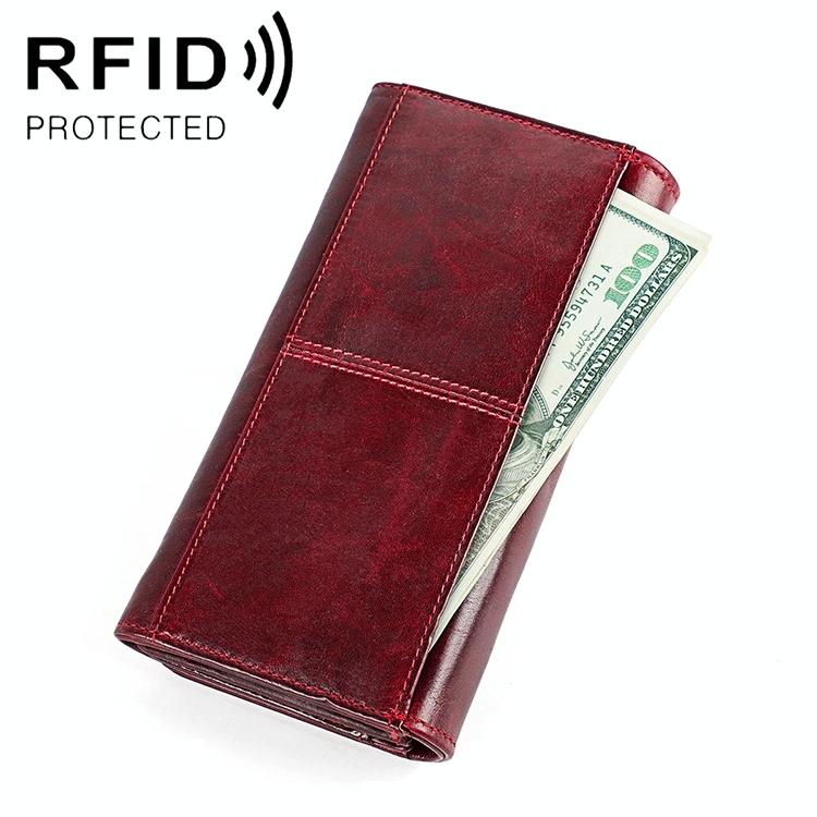 Versatile Retro Leather Rfid Lady Wallet - Blue