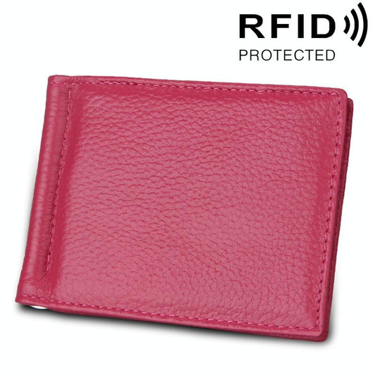 Leather Rfid Card Holder Wallet - 6 Slots Magenta