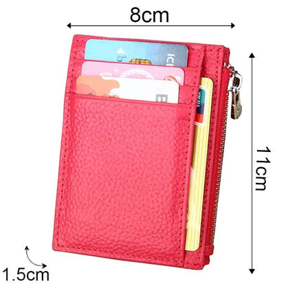 Leather Rfid Blocking Card Holder Wallet - Cowhide - Magenta