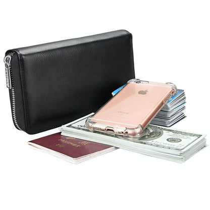 Leather Rfid Passport & Card Holder - Compact - Purple