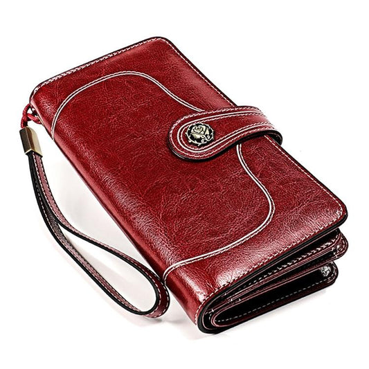 Women Rfid Wallet with Card Slots - Compact Design - Red