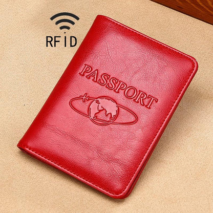 Leather Rfid Passport Holder - Compact and Secure - Red
