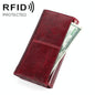 Versatile Retro Leather Rfid Lady Wallet - Wine Red