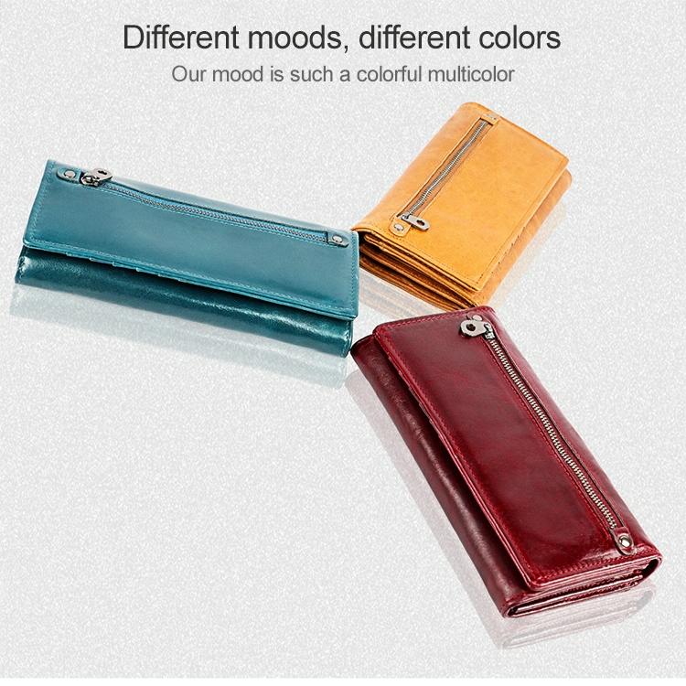 Versatile Retro Leather Rfid Lady Wallet - Wine Red