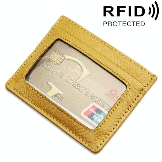 Leather Rfid Card Holder - Blocking - Yellow
