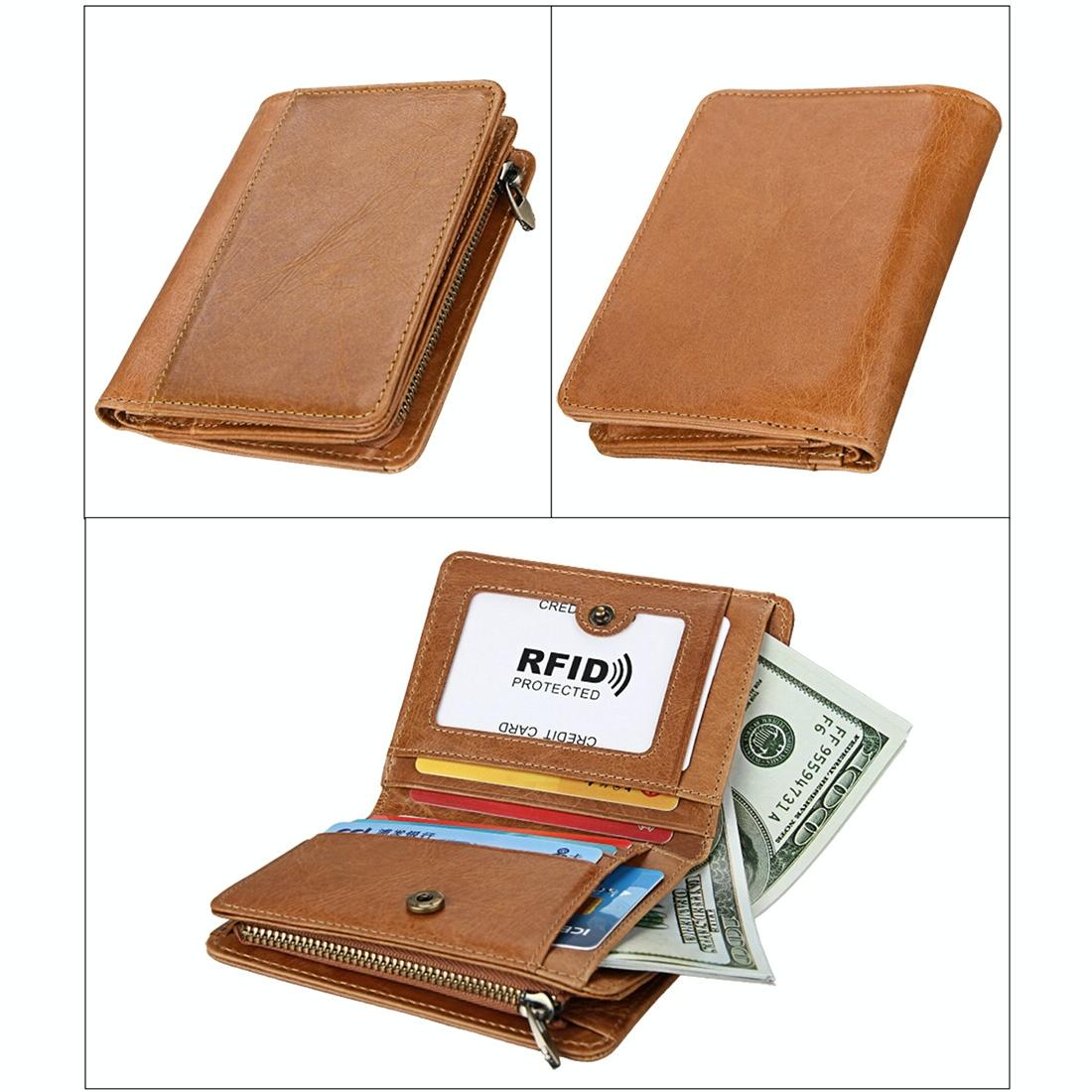 Antimagnetic Rfid Leather Wallet for Men - Brown