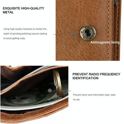 Antimagnetic Rfid Leather Wallet for Men - Brown