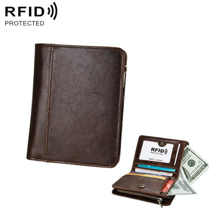 Antimagnetic Rfid Leather Wallet for Men - Brown