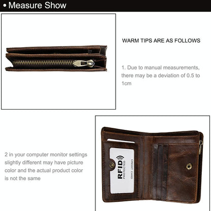 Antimagnetic Rfid Leather Wallet for Men - Brown