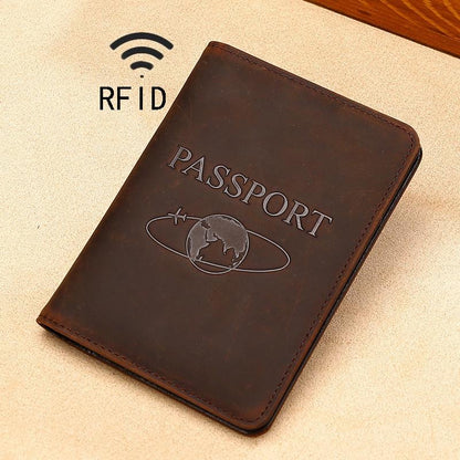 Leather Rfid Passport Holder - Compact and Secure - Dark Brown