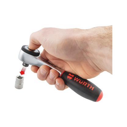Wurth 1/4" Reversible Ratchet Wrench 360 Degree Twist Handle Chrome Vanadium 135mm