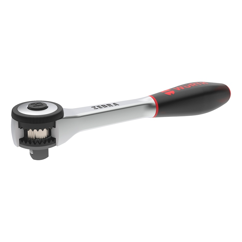 Wurth 3/8" Reversible Ratchet Wrench 360° Twist Handle Chrome Vanadium 175mm DIN 3122