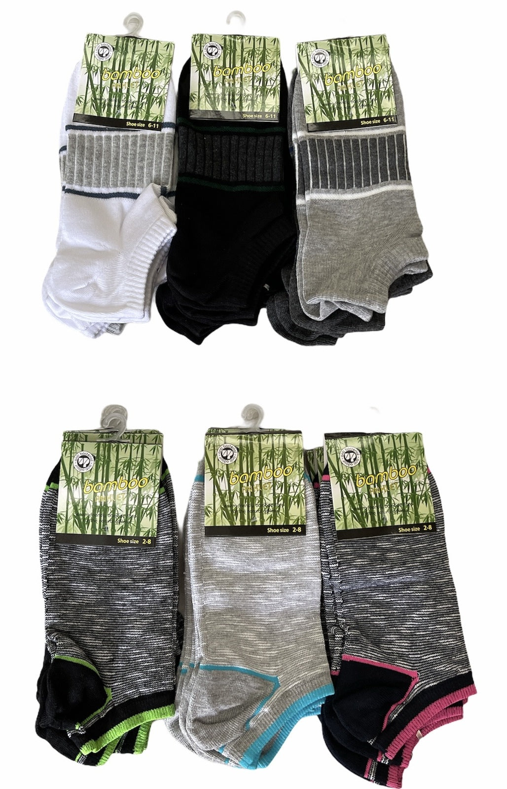 1x Pair Bamboo Anklet Socks Work Sport Ankle Cushion Odour Resistant Natural - 6-11