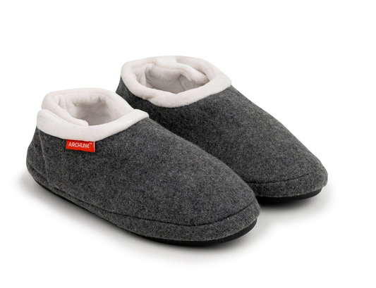 ARCHLINE Orthotic Slippers CLOSED Arch Scuffs Orthopedic Moccasins Shoes in Grey Marle - EUR 39