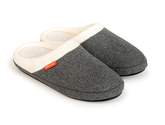 ARCHLINE Orthotic Slippers Slip On Arch Scuffs Orthopedic Moccasins in Grey Marle - EUR 40