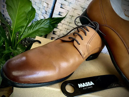 Massa Ascoli Leather Derby Dress Lace Up Shoes Wedding Business Formal in Tan - UK 10