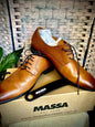 Massa Ascoli Leather Derby Dress Lace Up Shoes Wedding Business Formal in Tan - UK 9