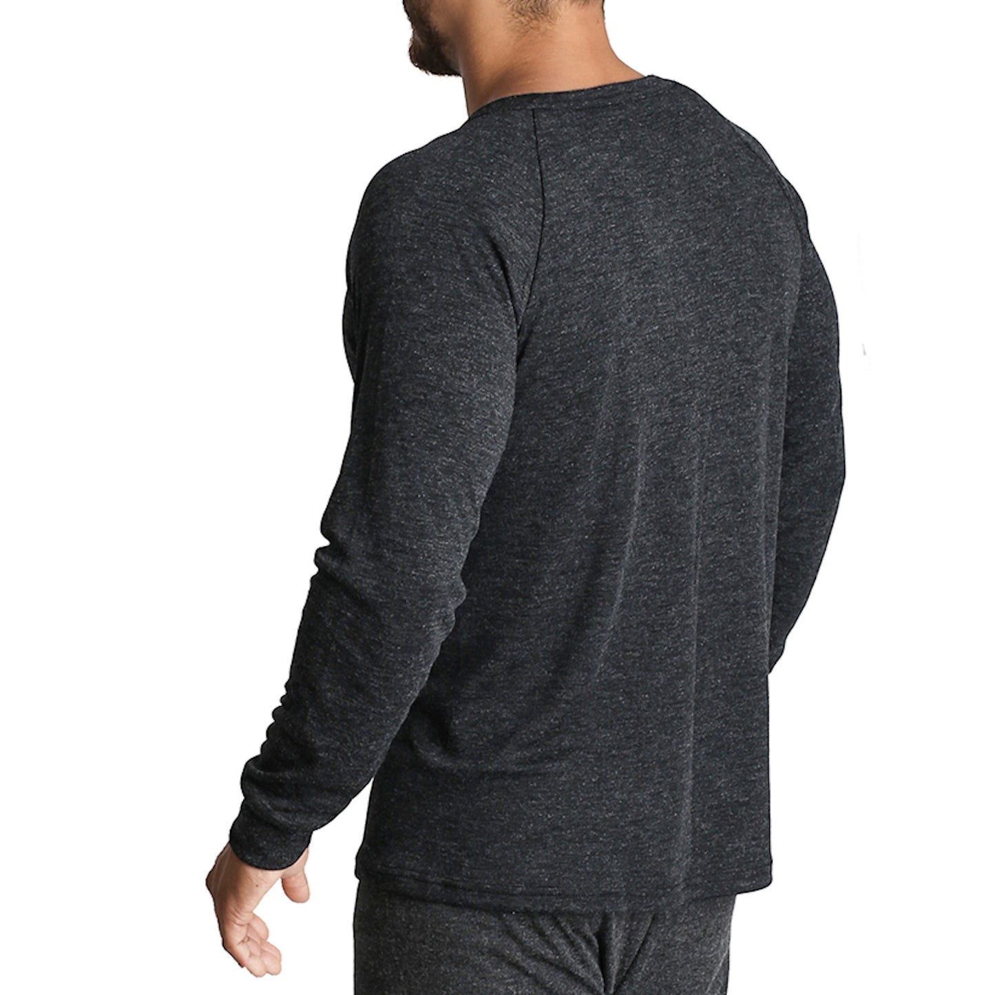 Mens Merino Wool Blend Long Sleeve Thermal Top Underwear Thermals Base Layer - Black - L
