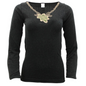 Ladies Merino Wool Blend Long Sleeve Thermal Spencer Top Thermals Underwear - Black - 12-14
