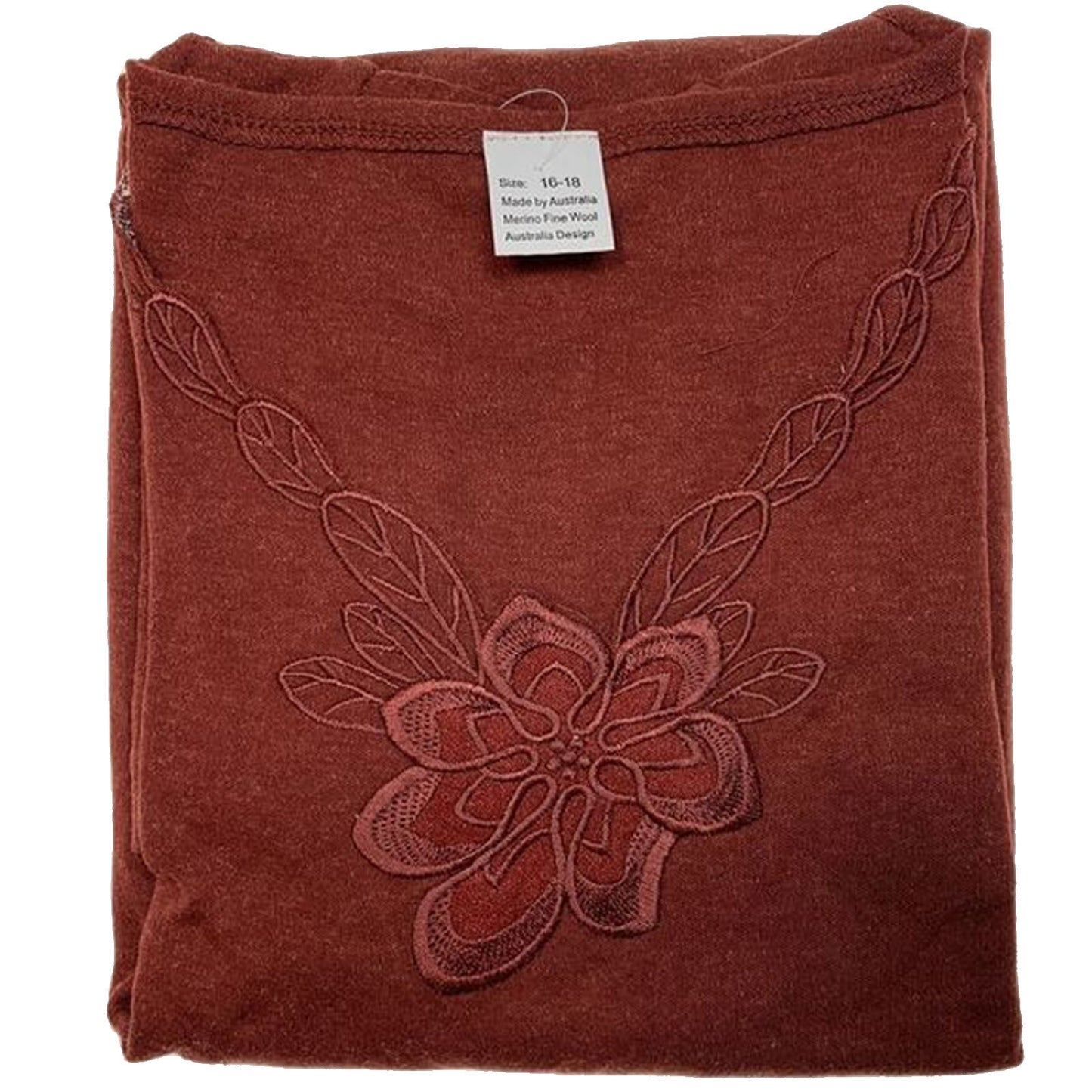 Ladies Merino Wool Blend Long Sleeve Thermal Spencer Top Thermals Underwear - Burgundy - 20-22