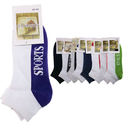 9x COTTON ANKLE SOCKS Sport Cushion Foot Low Cut Running - Assorted Colours Bulk - 6-11