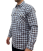 Mens Flannelette Long Sleeve Pullover Shirt 100% Cotton Flannel - Half Placket - Blue Check - M