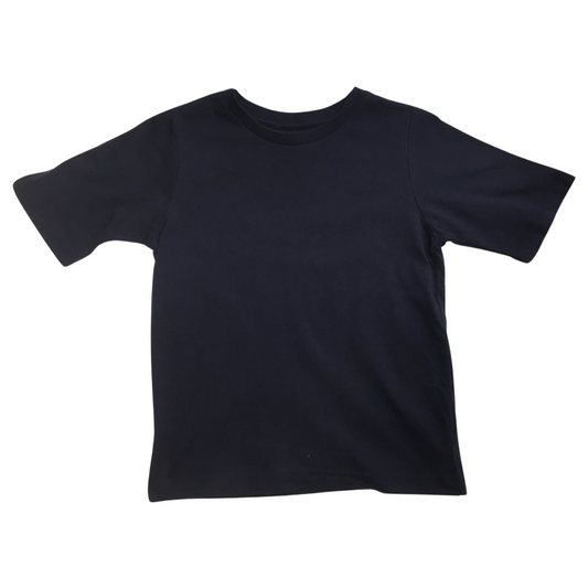 KIDS PLAIN T SHIRT Childrens Child 100% COTTON Boys Girls Basic Blank Tee Top - Navy - 6