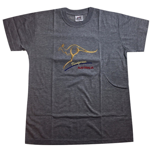 Adult Australian Kangaroo T Shirt Australia Day 100% Cotton Souvenir Tee Top - Grey - S