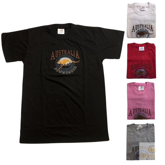 Adult Australia Kangaroo T Shirt Australia Day Souvenir Tee Top 100% Cotton - Navy - S