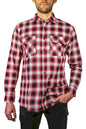 Mens 100% Cotton Flannelette Shirt Long Sleeve Check Authentic Flannel - Red/Navy - XXL