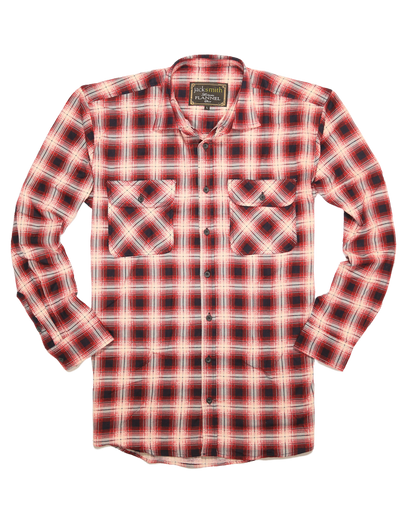 Mens 100% Cotton Flannelette Shirt Long Sleeve Check Authentic Flannel - Red/Navy - XXL