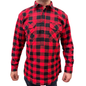 Mens Flannelette Long Sleeve Pullover Shirt 100% Cotton Flannel - Half Placket - Red/Black - L