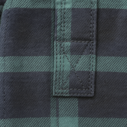 Mens Flannelette Long Sleeve Pullover Shirt 100% Cotton Flannel - Half Placket - Green/Navy - 5XL