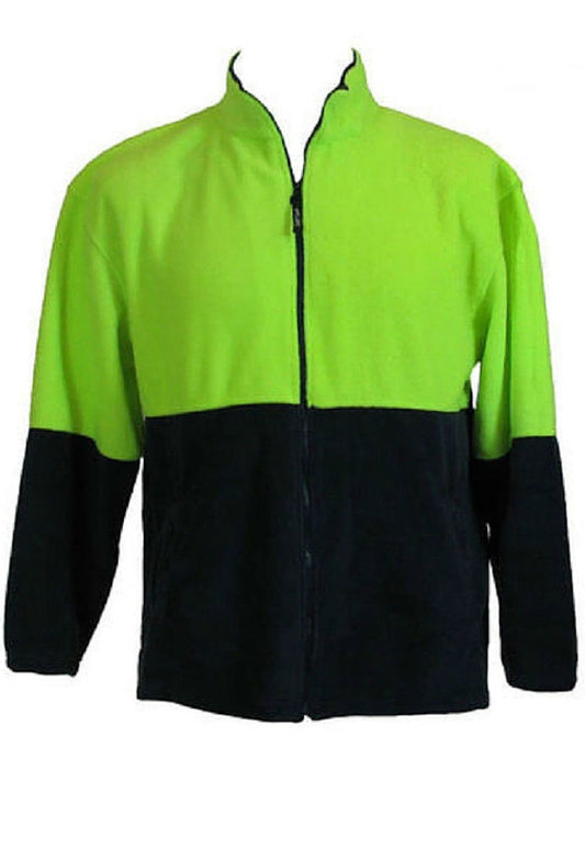 HI VIS POLAR FLEECE Jumper Full Zip Safety Workwear Fleecy Jacket Unisex - Yellow - XL