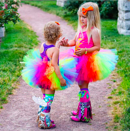 MADMIA Flying Unicorn Toddler Long Knee High Socks - Girl's Pair - Pink/Blue