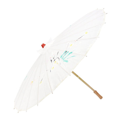 2pc Set Parasol Umbrella Black + White Chinese Japanese Bamboo Flower Pattern