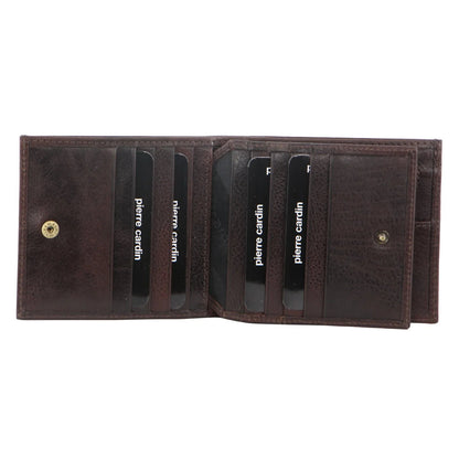 Pierre Cardin Mens Leather Tri Fold Wallet w/ RFID Protection - Brown