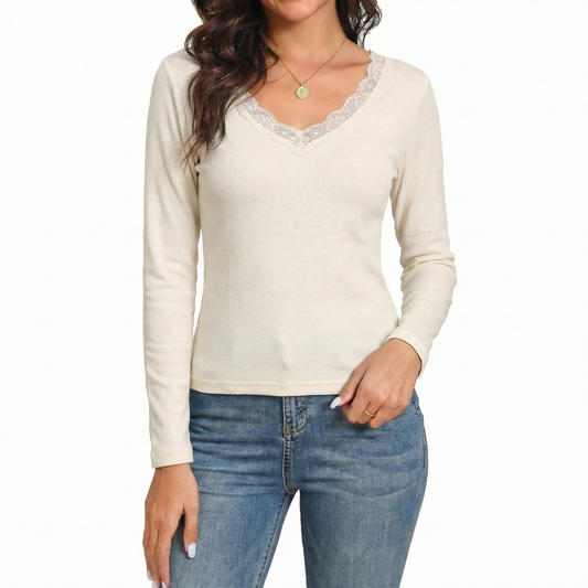 Womens Thermal Cotton Long Sleeve Spencer Tops Long Sleeve Underwear in Beige - 18-20