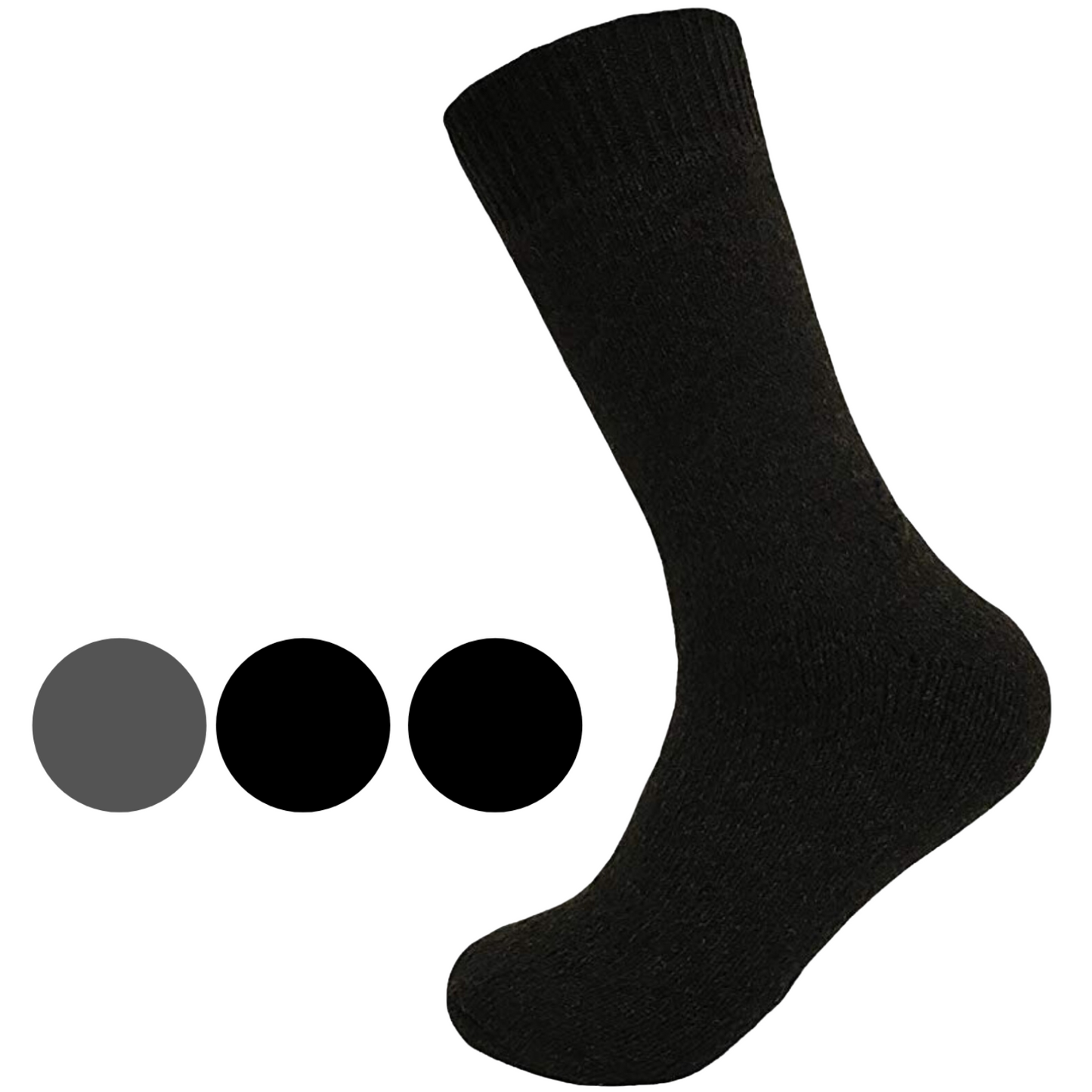 Merino Wool Mens Loose Top Thermal Socks Diabetic Comfort Circulation - 1 Pair - Grey - 11-14